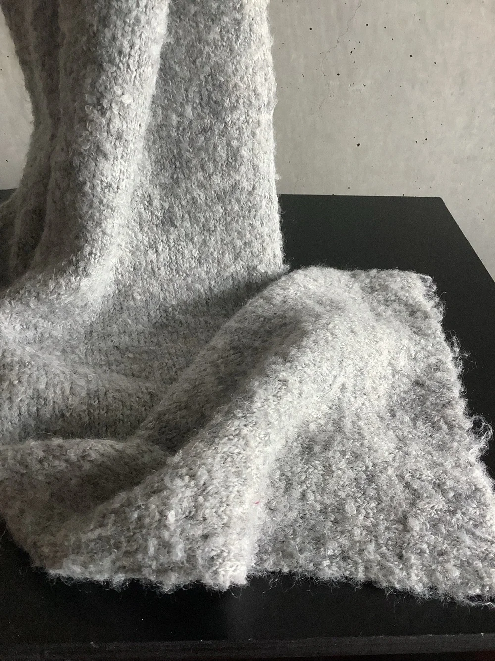 H&M Gray Textured Wool Blend Long Scarf